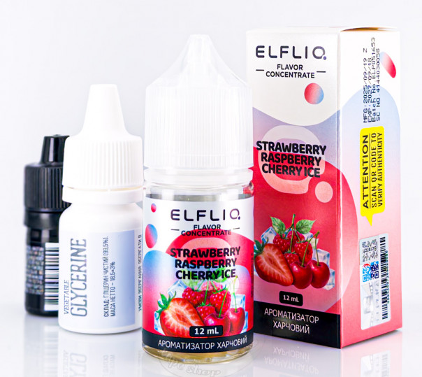 Рідина Elf Bar ElfLiq Salt Strawberry Raspberry Cherry Ice 30ml 50mg від ELF BAR (оригінал, набір компонентів) зі смаком полуниці, малини і вишні з льодом Рідина Elf Bar ElfLiq Salt Strawberry Raspberry Cherry Ice 30ml 50mg від ELF BAR (оригінал, набір компонентів) зі смаком полуниці, малини і вишні з льодом