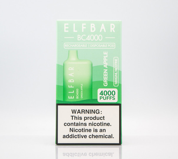 Elf Bar BC4000 Green Apple (Зеленое яблоко) Одноразовый POD