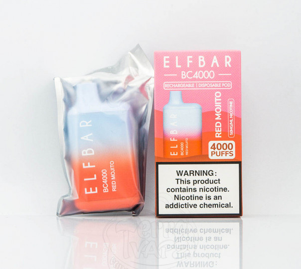 Elf Bar BC4000 Red Mojito (Клубничный мохито) Одноразовый POD