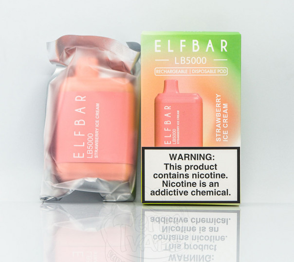 Elf Bar LB5000 Strawberry Ice Cream (Клубничное мороженое) Одноразовый POD