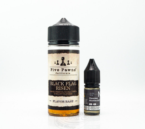 Рідина Five Pawns Organic Shortfill Black Flag Risen 120ml 3mg на органічному нікотині зі смаком тютюну з кавою