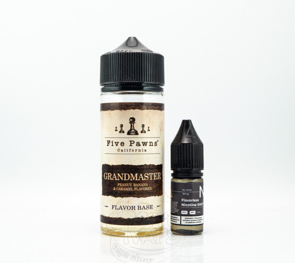 Рідина Five Pawns Organic Shortfill Grandmaster 100ml 0mg без нікотину зі смаком банана з арахісовим маслом