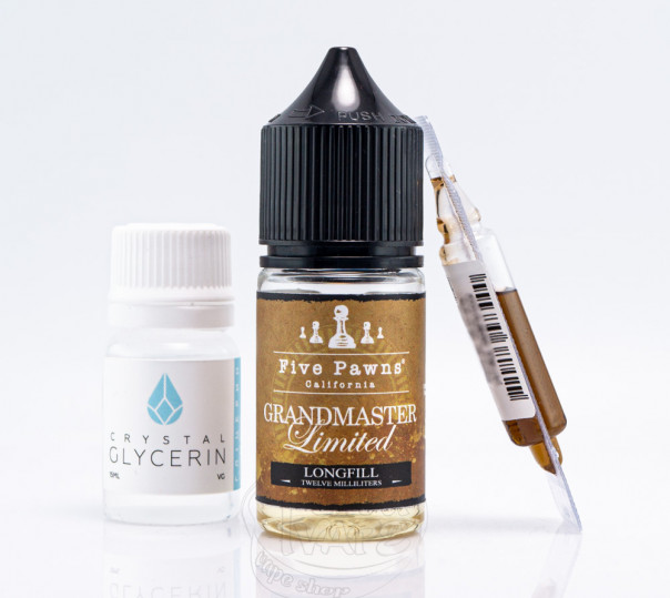 Жидкость Five Pawns Salt Grandmaster Limited 30ml 50mg со вкусом банана, арахисовой пасты и ванильного коньяка (набор компонентов)