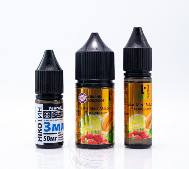 Жидкость Aroma Max Salt Lime Mint Melon Strawberry 30ml 50mg со вкусом дыни, клубники, мяты и лайма (набор компонентов)