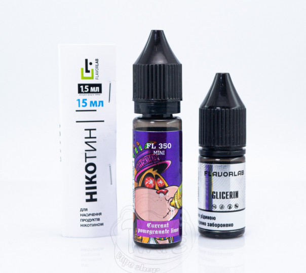 Рідина FL350 Mini Salt Currant Pomegranate Lime 15ml 50mg зі смаком смородини, гранату та лайму (набір компонентів)