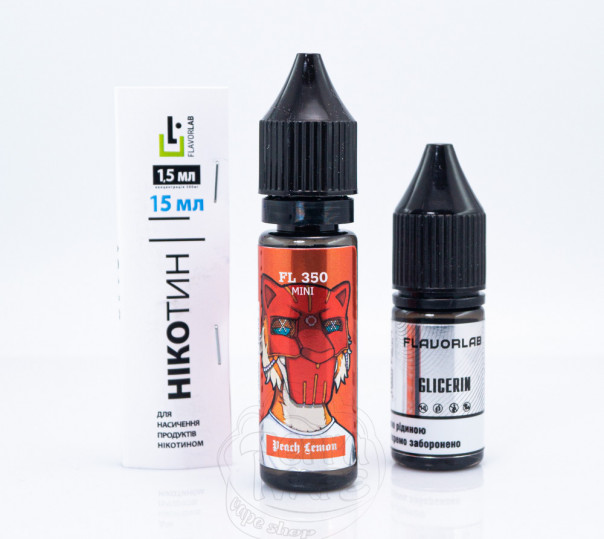 Рідина FL350 Mini Salt Peach Lemon 15ml 50mg зі смаком персику та лимону (набір компонентів)