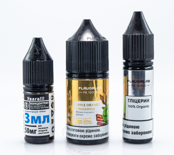 Жидкость FlavorLab PE 10000 Salt Apple Orange Cinnamon 30ml 50mg (набор компонентов)