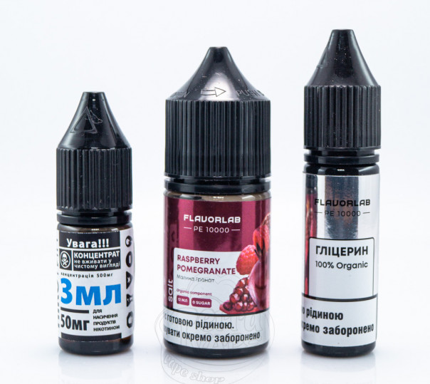 Рідина FlavorLab PE 10000 Salt Raspberry Pomegranate 30ml 50mg (набір компонентів)