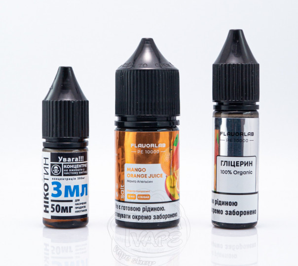 Жидкость FlavorLab PE 10000 Salt Mango Orange Juice 30ml 50mg (набор компонентов)