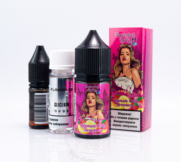 Рідина Flavorlab Lady Salt Lemonade Melon Strawberry 30ml 50mg зі смаком полуничного лимонаду та дині (набір компонентів)