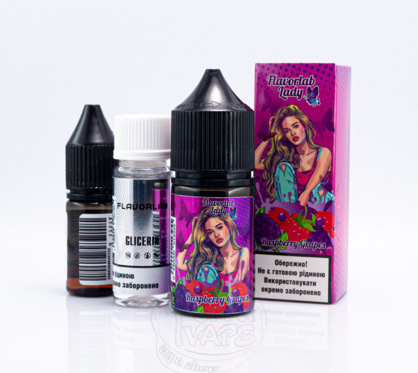 Рідина Flavorlab Lady Salt Raspberry Grapes 30ml 50mg зі смаком малини та винограду (набір компонентів)