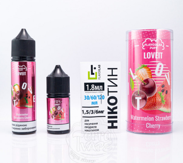 Жидкость Love It Organic Watermelon Strawberry Cherry 60ml 3mg (набор компонентов)