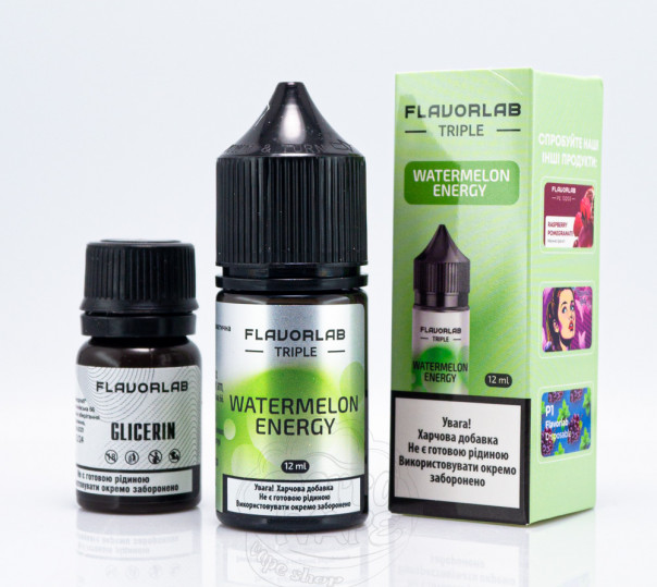 Рідина Flavorlab Triple Salt Watermelon Energy 30ml 50mg зі смаком кавунового енергетика (набір компонентів)