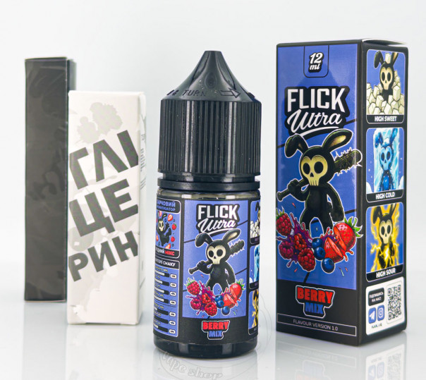 Рідина Flick Ultra Salt Berry Mix 30ml 50mg зі смаком малини та чорниці з холодком (набір компонентів)