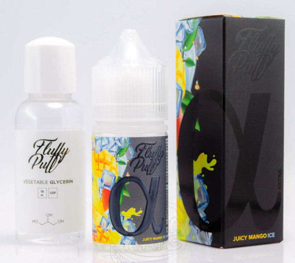Жидкость Fluffy Puff Alpha Salt Juicy Mango Ice 30ml 0mg со вкусом манго с холодком (набор компонентов)