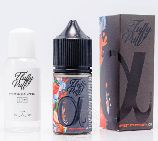 Рідина Fluffy Puff Alpha Salt Sweet Strawberry Ice 30ml 50mg зі смаком полуниці з холодком (набір компонентів)