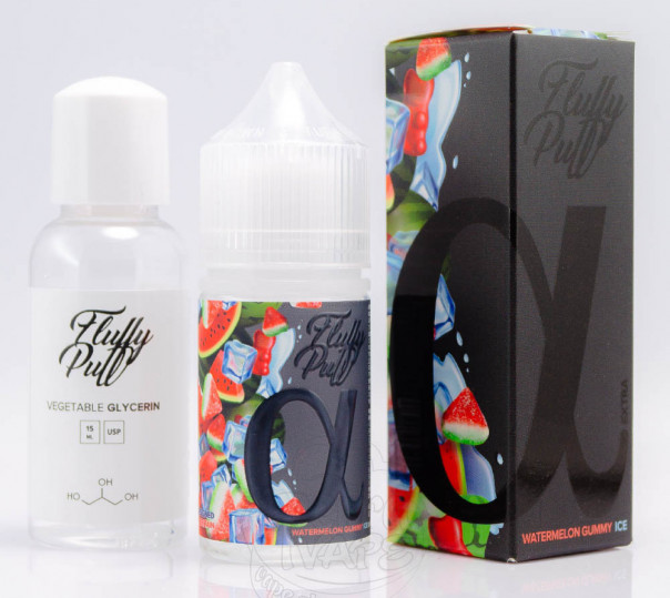 Жидкость Fluffy Puff Alpha Salt Watermelon Gummy Ice 30ml 0mg со вкусом арбузной желейки с холодком (набор компонентов)