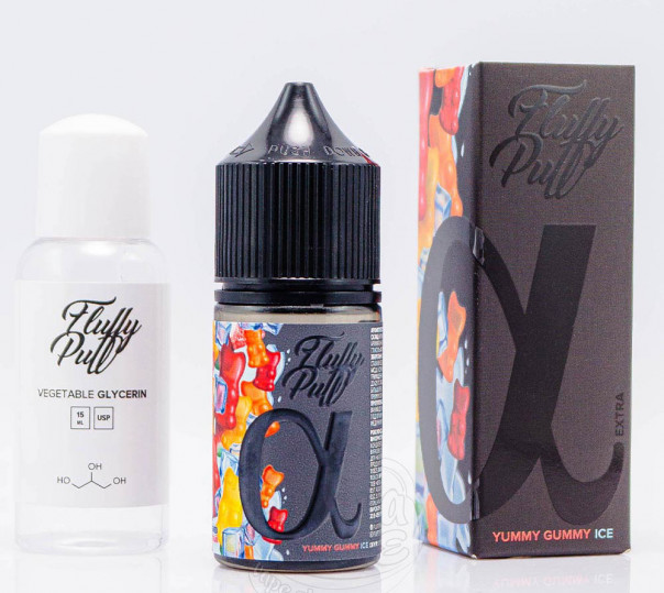 Рідина Fluffy Puff Alpha Salt Yummy Gummy Ice 30ml 25mg зі смаком желейних ведмедиків з холодком (набір компонентів)