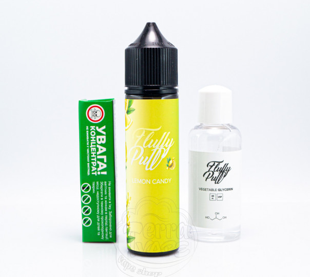 Рідина Fluffy Puff Organic Lemon Candy 60ml 3mg зі смаком лимонних цукерок (набір компонентів)