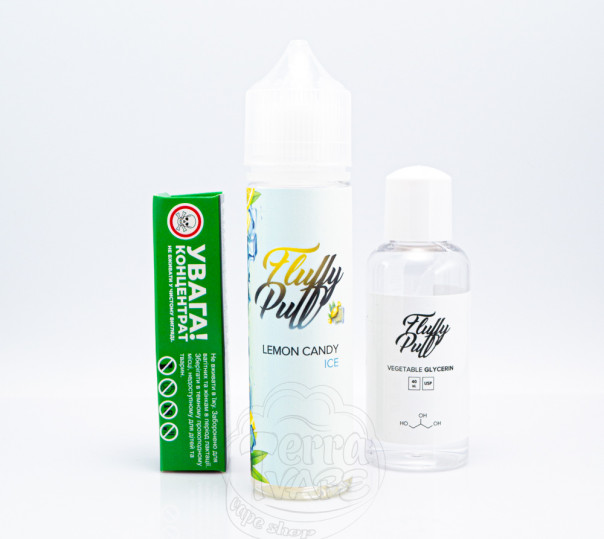 Жидкость Fluffy Puff Organic Lemon Candy ICE 60ml 3mg со вкусом лимонных конфет с холодком (набор компонентов)