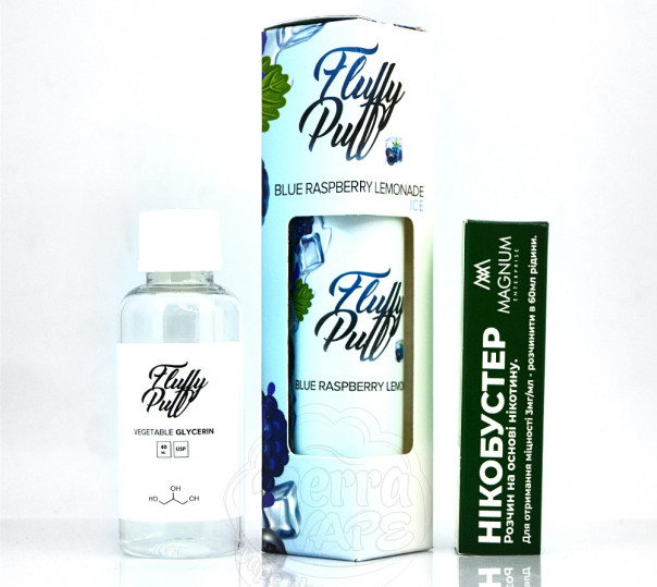 Рідина Fluffy Puff Organic Blue Raspberry Lemonade Ice 60ml 3mg (набір компонентів)