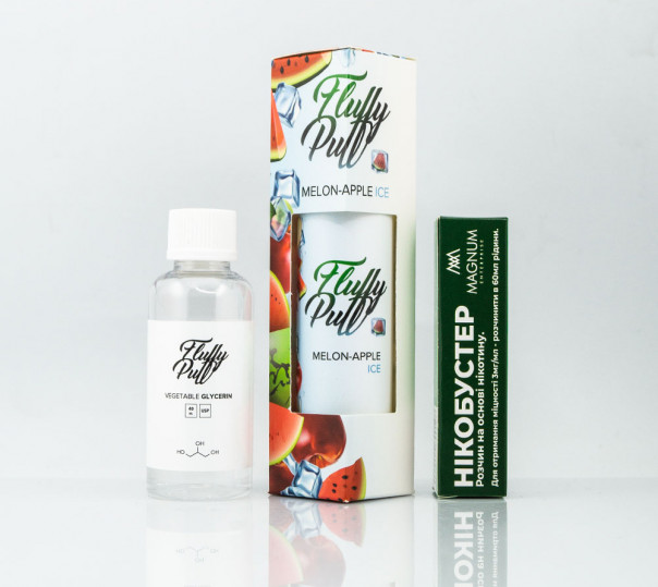 Рідина Fluffy Puff Organic Melon Apple Ice 60ml 0mg (набір компонентів)