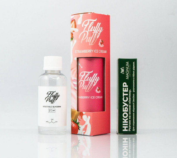 Жидкость Fluffy Puff Organic Strawberry Ice Cream 60ml 3mg (набор компонентов)