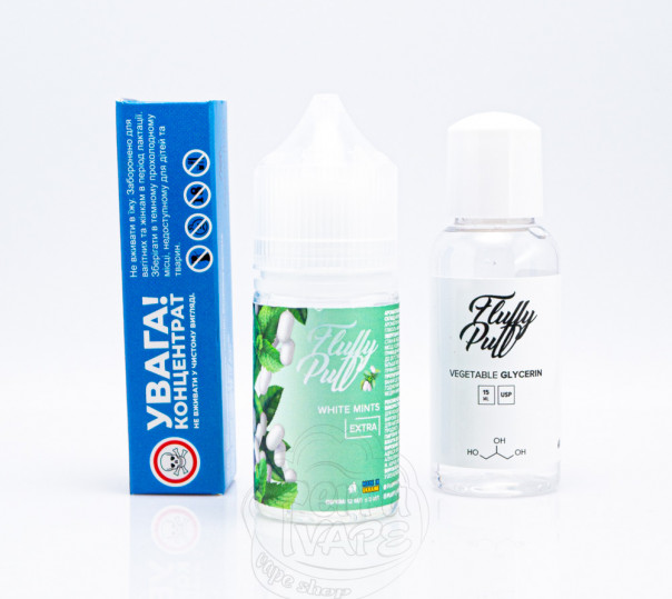 Рідина Fluffy Puff Salt White Mints 30ml 0mg (набір компонентів)