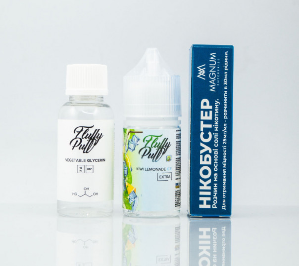 Рідина Fluffy Puff Salt Kiwi Lemonade Ice 30ml 0mg (набір компонентів)