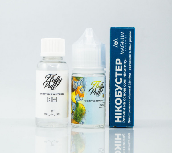 Рідина Fluffy Puff Salt Pineapple Mango Ice 30ml 0mg (набір компонентів)