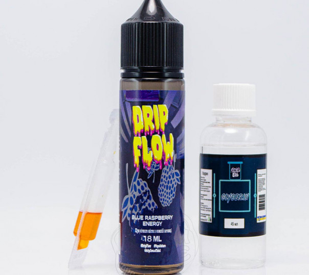 Рідина Drip Flow Organic Blue Raspberry Energy 60ml 3mg зі смаком енергетика і синьої малини (набір компонентів)