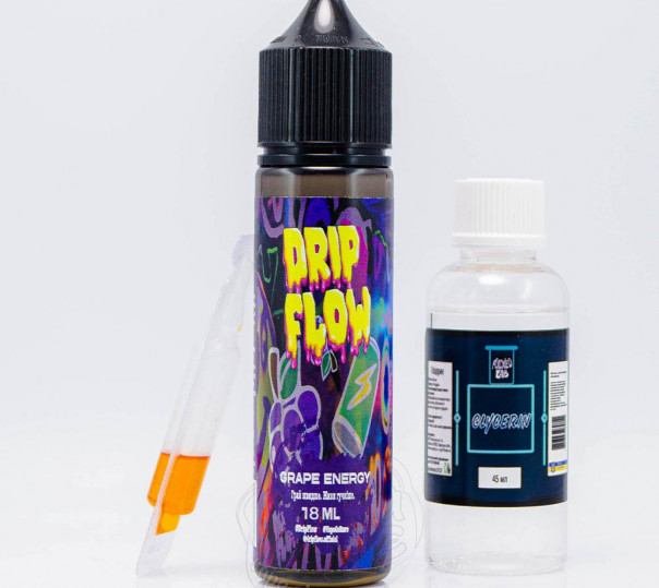 Рідина Drip Flow Organic Grape Energy 60ml 0mg зі смаком енергетика і винограду (набір компонентів)