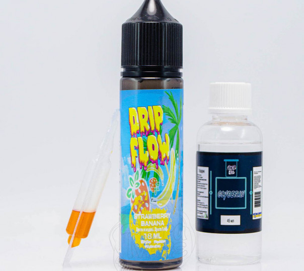 Рідина Drip Flow Organic Strawberry Banana 60ml 0mg зі смаком полуниці та банану (набір компонентів)
