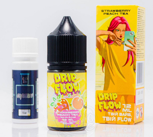 Рідина Drip Flow Salt Strawberry Peach Tea 30ml 50mg зі смаком полуниці та персику (набір компонентів)