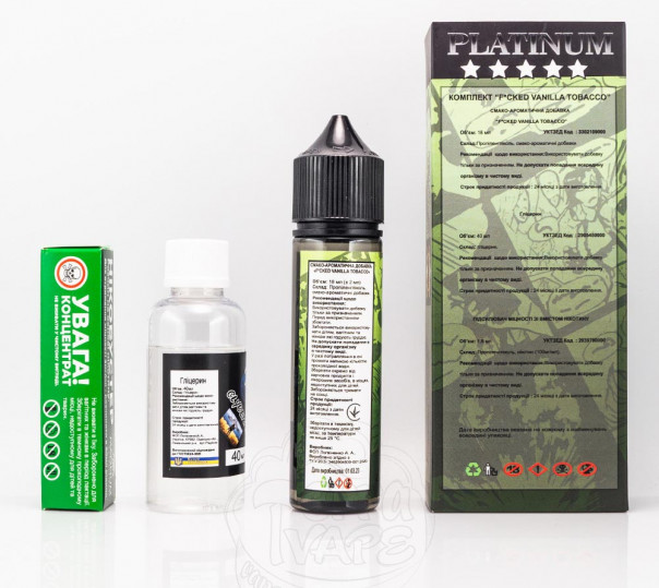 Рідина Fucked Platinum Organic Vanilla Tobacco 60ml 3mg зі смаком тютюну з ваніллю (набір компонентів)