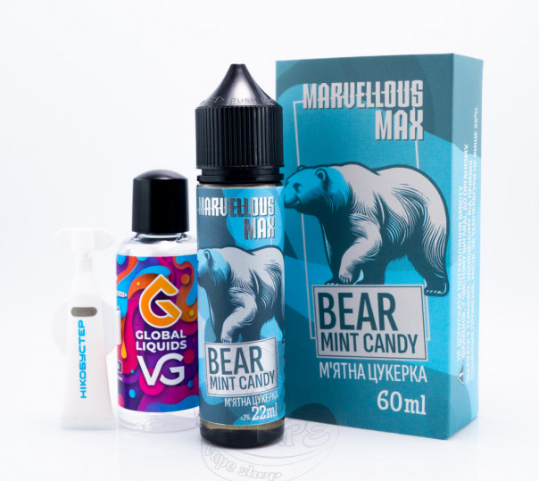 Рідина Marvellous Max Organic Bear Mint Candy 60ml 3mg зі смаком м'ятної цукерки (набір компонентів)