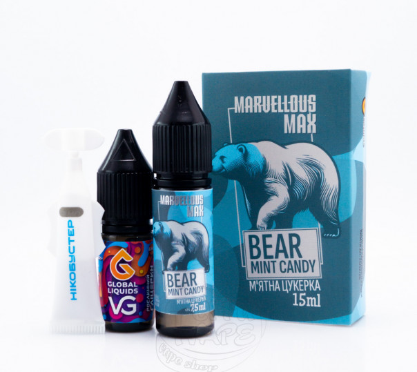 Жидкость Marvellous Max Salt Bear Mint Candy 15ml 50mg со вкусом мятной конфеты (набор компонентов)