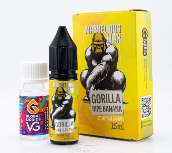 Рідина Marvellous Max Salt Gorilla Ripe Banana 15ml 50mg зі смаком банану (набір компонентів)