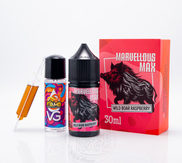 Рідина Marvellous MAX Salt Wild Boar Raspberry 30ml 50mg зі смаком малини (набір компонентів)