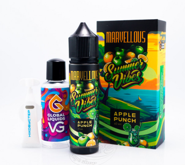 Рідина Marvellous Summer Vibes Organic Apple Punch 60ml 3mg зі смаком яблуневого пуншу (набір компонентів)