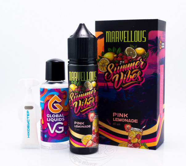 Рідина Marvellous Summer Vibes Organic Pink Lemonade 60ml 3mg зі смаком рожевого лимонаду (набір компонентів)