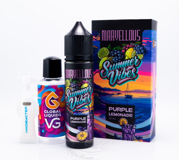 Жидкость Marvellous Summer Vibes Organic Purple Lemonade 60ml 3mg со вкусом лимонада из голубики (набор компонентов)