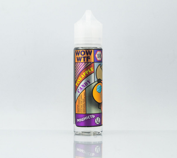 Рідина WOW WTF Pineapple Candy 60ml 0mg без нікотину зі смаком ананасової цукерки