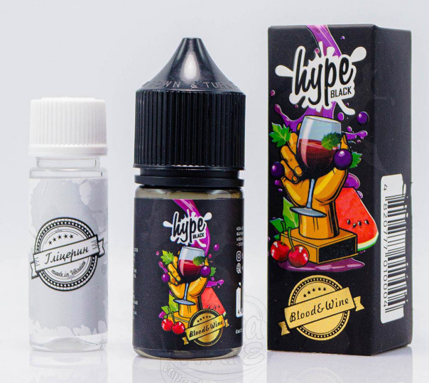 Жидкость Hype Black Salt Blood Wine 30ml 50mg со вкусом арбуза, винограда, вишни и розы (набор компонентов)
