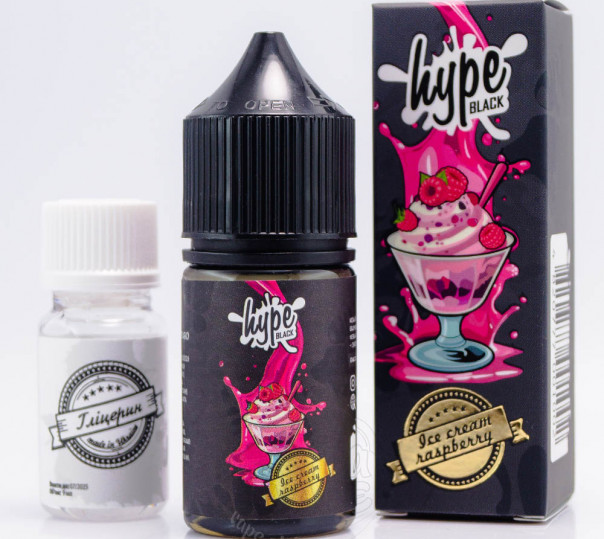 Жидкость Hype Black Salt Ice Cream Raspberry 30ml 25mg со вкусом малинового мороженого (набор компонентов)