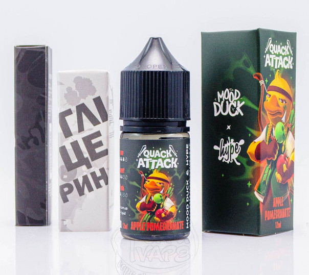 Рідина Hype x MoodDuck Quack Attack Salt Apple Pomegranate 30ml 50mg зі смаком яблука та гранату (набір компонентів)
