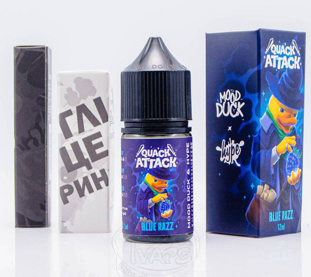 Рідина Hype x MoodDuck Quack Attack Salt Blue Razz 30ml 50mg зі смаком блакитної малини з холодком (набір компонентів)