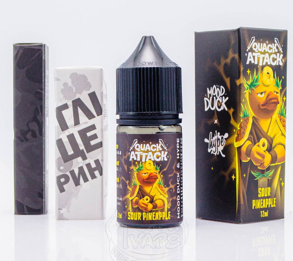 Рідина Hype x MoodDuck Quack Attack Salt Sour Pineapple 30ml 50mg зі смаком ананасу з холодком (набір компонентів)