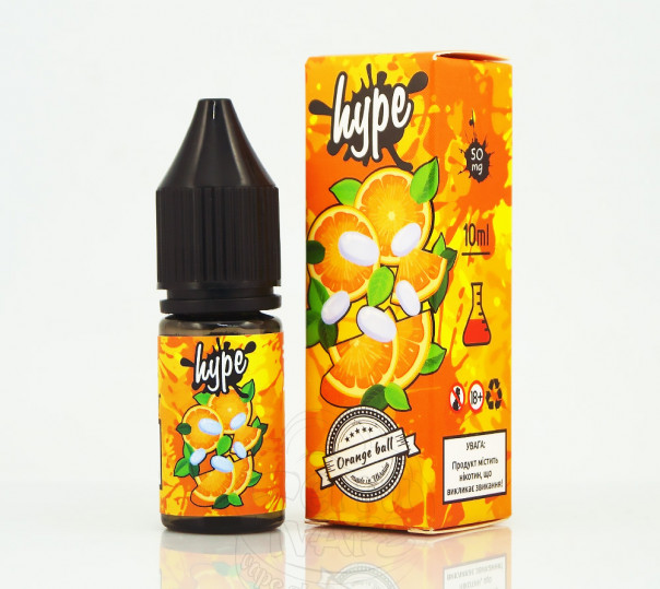 Жидкость Hype Salt New Orange Ball 10ml 30mg на солевом никотине со вкусом апельсинового тик-така