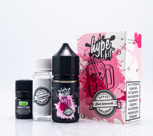 Жидкость Hype Salt Pink Lemonade 30ml 25mg со вкусом розового лимонада (набор компонентов)